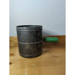VTG 5 CUP DUPLEX SIFTER Double Sided Green Handle Farmhouse Grannycore Rustic
